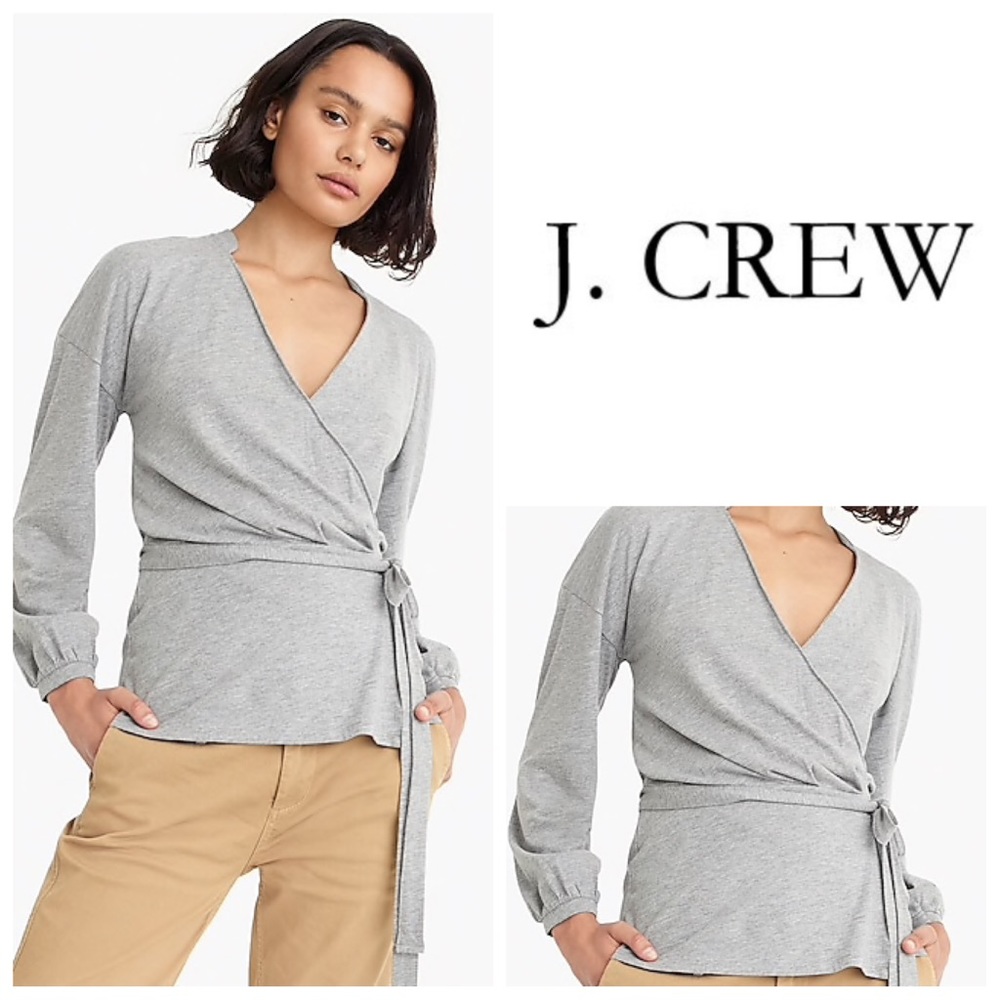 J Crew Women’s wrap top with Collar Black small